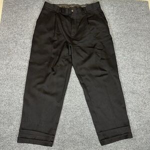 Tommy Bahama Dress Pants Mens 40 (38x29)‎ Black Silk Pleated High Rise Adult